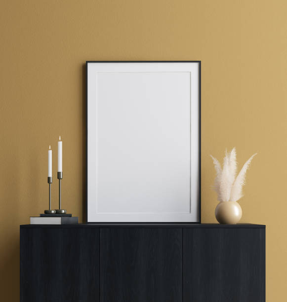 istock Modern luxury mustard color interior background, poster, wall mock up 1181882537