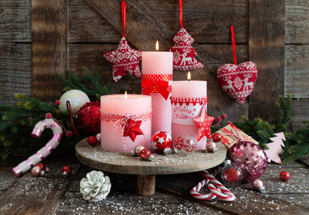 istock Pink candles and decorations 1181891847