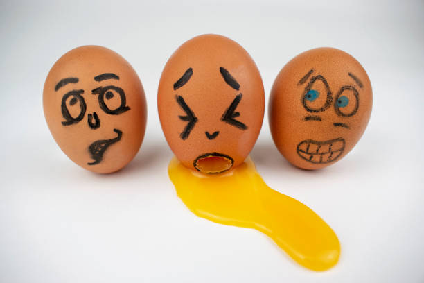 Funny Faces Sick Egg Vomiting While Others Look on in Disgust and Horror Concept stock photo