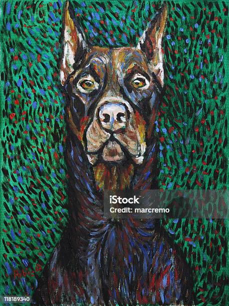 Van Dogh Doberman Stock Photo - Download Image Now - Painting - Art Product, Dog, Painted Image