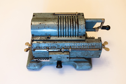 The first model of the computational mechanism is an arithmometer. A prototype of a mechanical computer for calculating numbers.
