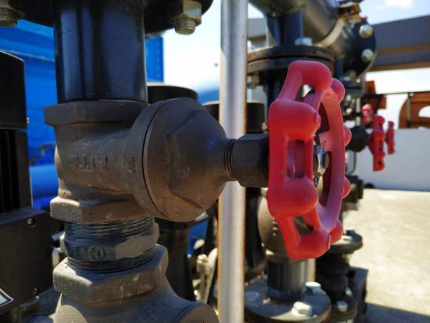 istock Red color Hand wheel valve 1181896491