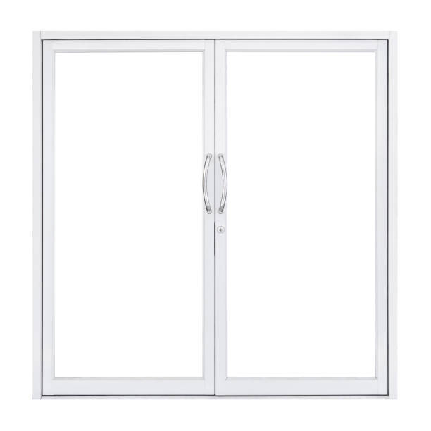 istock White double glass doors with steel handle isolated on white background 1181897280