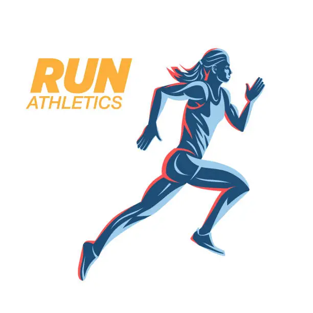 Vector illustration of Art concept of a running woman.