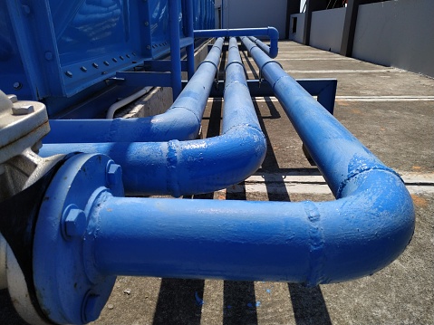 Metal pipe plumbing installations at central water system