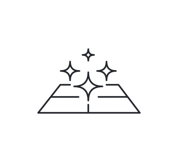 čistá ikona povrchu, snadné čištění, symbol tenké čáry na bílém pozadí upravitelném vektorové ilustraci tahu eps 10. - podlahové krytiny stock ilustrace