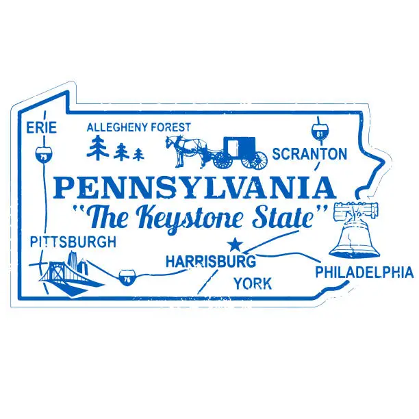 Vector illustration of Pennsylvania Retro Vintage Stamp