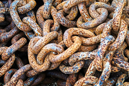 Rusty chains close up