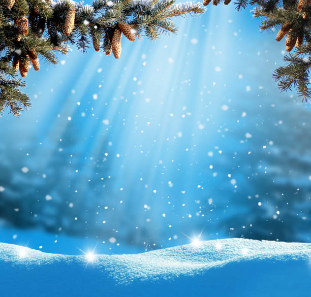 istock Beautiful winter landscape with snow covered trees.Christmas background 1181905834