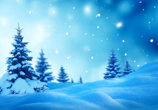 istock Christmas winter background with fir tree and blurred bokeh 1181907290