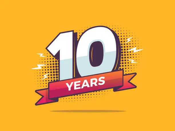 Vector illustration of 10 Years Sign