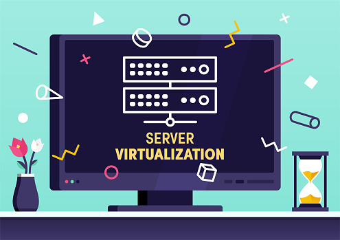 Modern Vector Illustration Concept For Server Virtualization Stock ...