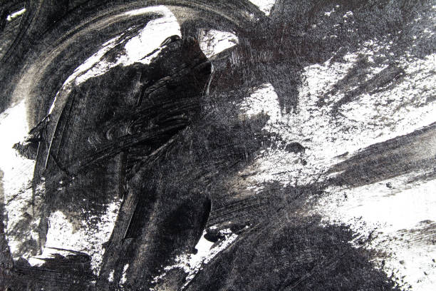istock Closeup black acrylic brush strokes and scribble on white background. Abstract grunge handmade drawing. 1181911607