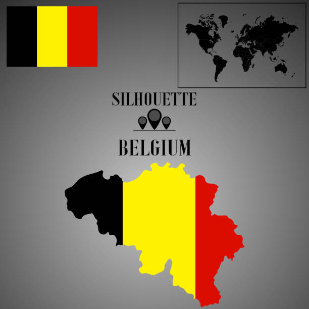 istock Belgium outline world map, contour silhouette with national flag inside vector illustration creative design, isolated on background, objects, element, symbol from countries set. 1181916393