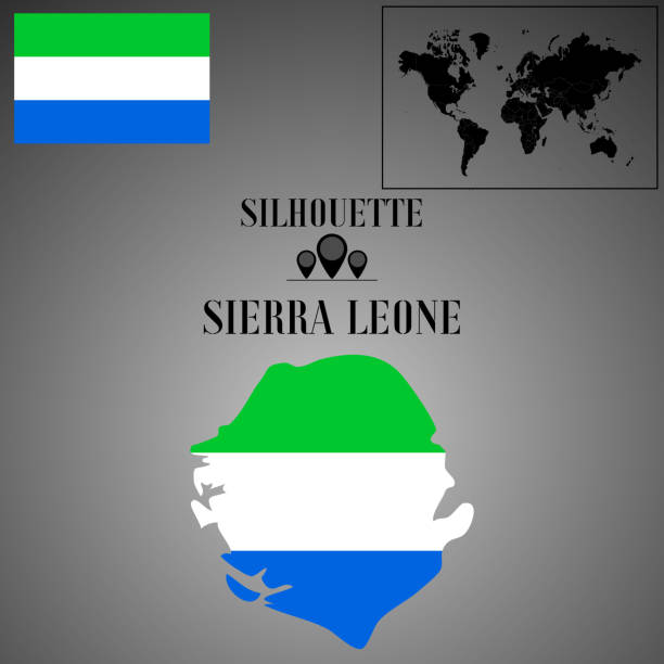 istock Sierra Leone outline world map, contour silhouette with national flag inside vector illustration creative design, isolated on background, objects, element, symbol from countries set. 1181916692