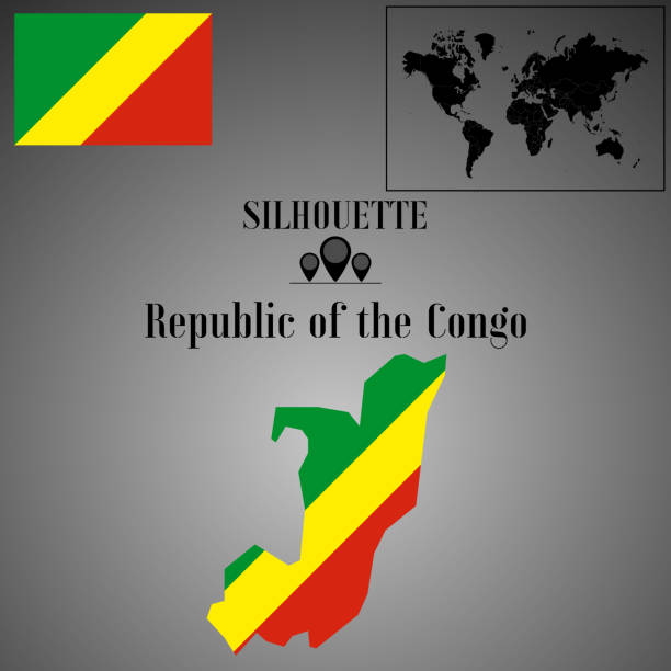 istock Republic of the Congo outline world map, contour silhouette with national flag inside vector illustration creative design, isolated on background, objects, element, symbol from countries set. 1181917774