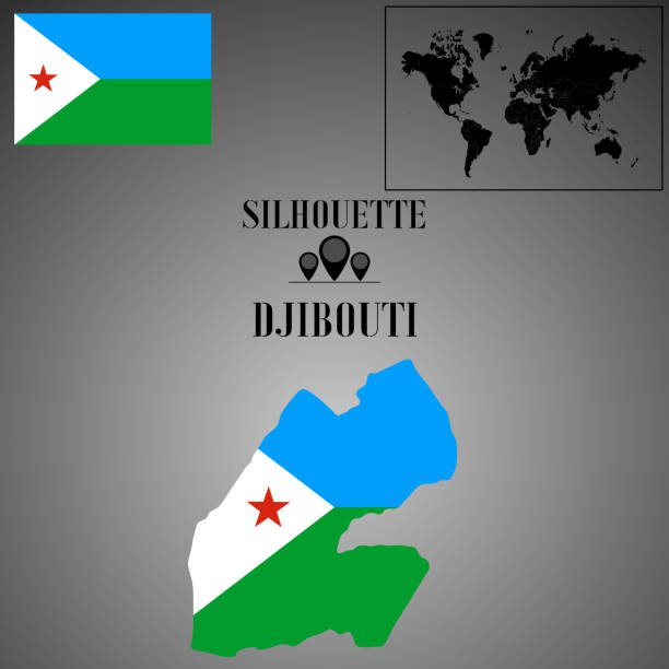 istock Djibouti outline world map, contour silhouette with national flag inside vector illustration creative design, isolated on background, objects, element, symbol from countries set. 1181918858