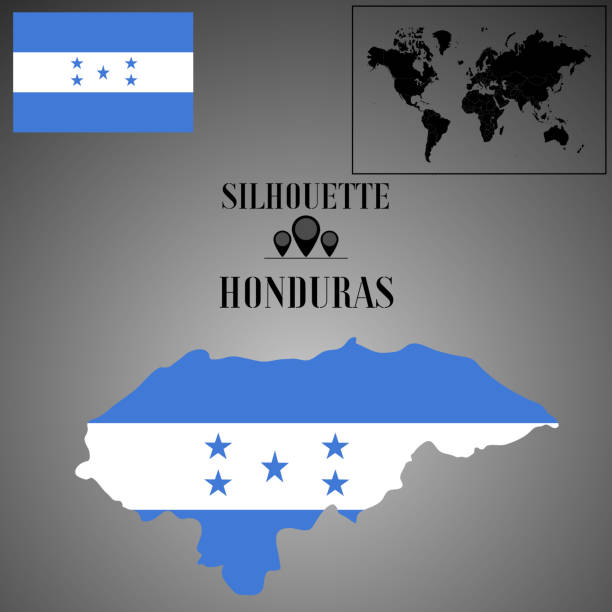 Honduras Outline World Map Contour Silhouette With National Flag Inside Honduras Outline World Map Contour Silhouette With National Flag Inside Vector Illustration 