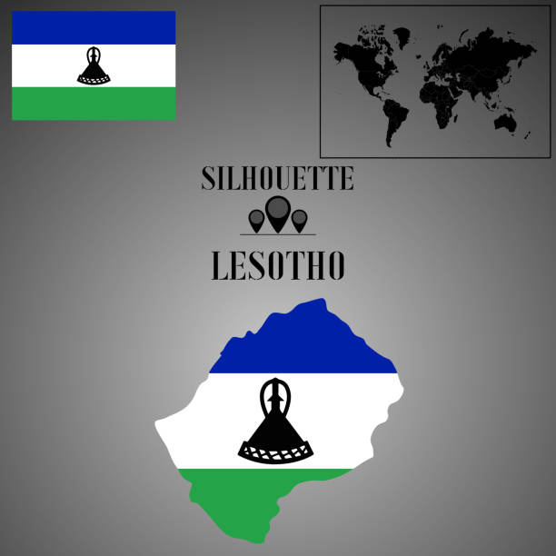 istock Lesotho outline world map, contour silhouette with national flag inside vector illustration creative design, isolated on background, objects, element, symbol from countries set. 1181918997