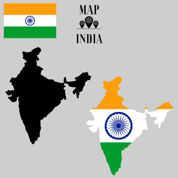 istock India outline world map, contour silhouette with national flag inside vector illustration creative design, isolated on background, objects, element, symbol from countries set. 1181919339