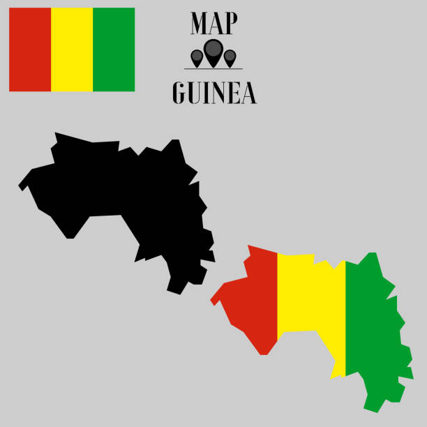 istock Guinea outline world map, contour silhouette with national flag inside vector illustration creative design, isolated on background, objects, element, symbol from countries set. 1181919600