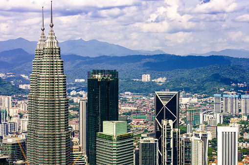 Kuala Lumpur city skyline with skyscrapers, Malaysia