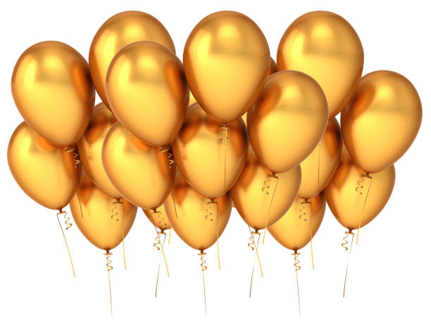 istock Balloons party baloon gold group banner 1181920793