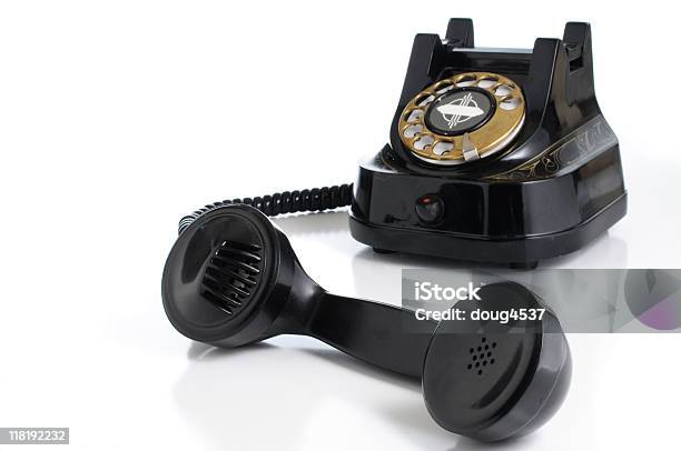 Black Rotary Telefon Stockfoto und mehr Bilder von Abgehobenes Telefon - Abgehobenes Telefon, Altertümlich, Farbbild