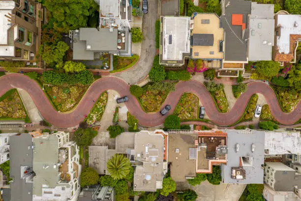 Photo of Aerial view of the famous Lombard Street in San Francisco