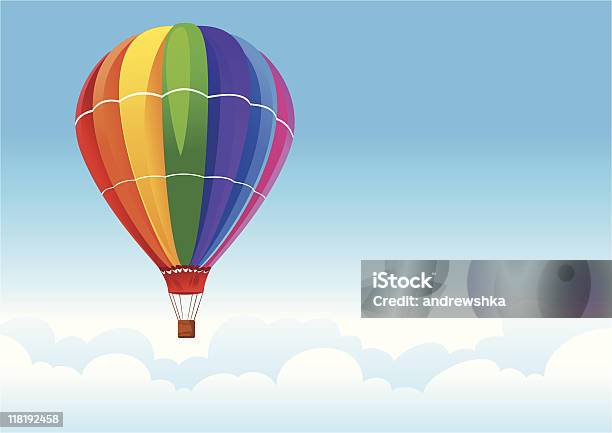 Balloon In Sky Stock Illustration - Download Image Now - Air Vehicle, Basket, Blue
