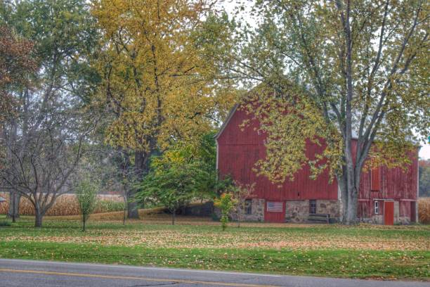 istock 0619 - Mayville's Lapeer Road Red in the Fall 1181927828