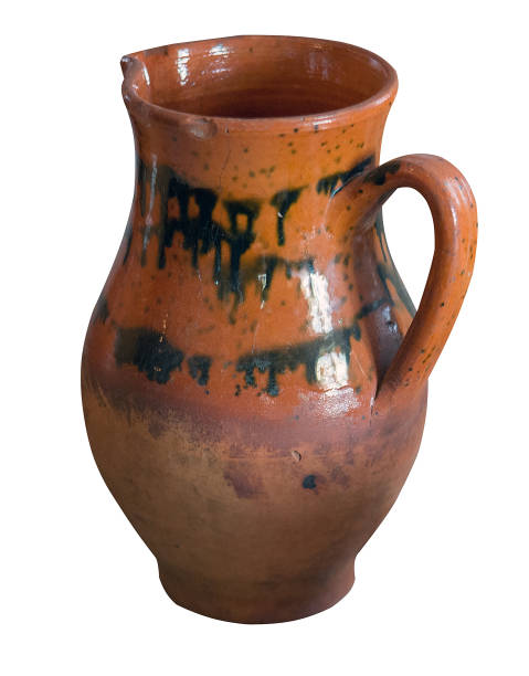 istock clay jug isolated on a white background. vintage jug front view. 1181929367