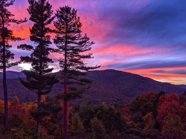 Sunset over the Catskill mountains