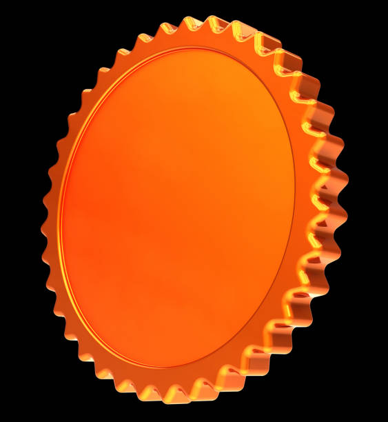 Blank golden or copper disc in mid air