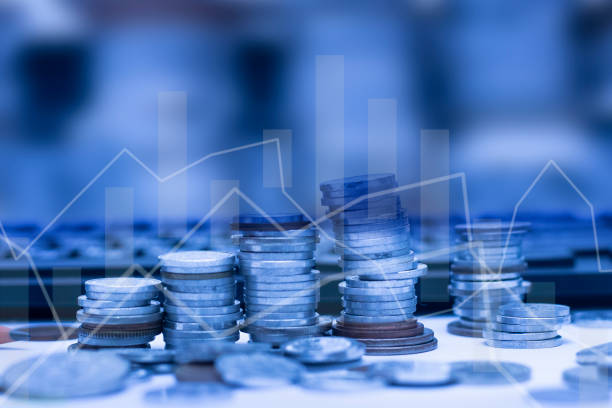 istock Financial graph with coins on background. Earning money concept. 1181930257