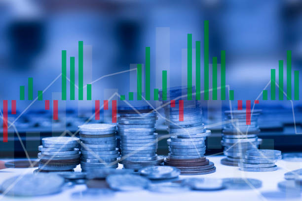 istock Financial graph with coins on background. Earning money concept. 1181930263