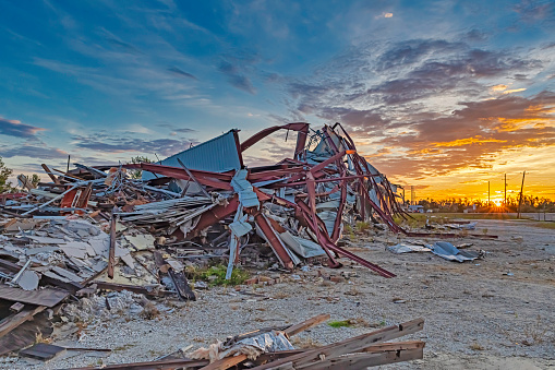 Panama City, Florida USA 10/16/2019.  Twisted metal what's left after being destroyed by Hurricane Michael. One year later this is what it looks like.