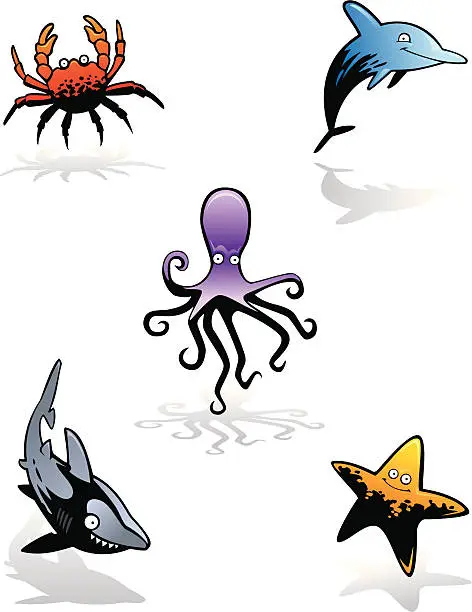 Vector illustration of Sea Creatures