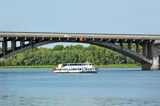 Tourist boat on the Dnieper river, Kiev, Ukraine