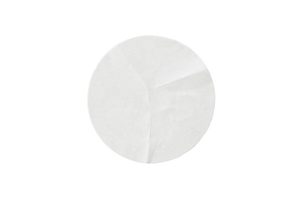 Blank white round paper sticker label isolated on white background with clipping path