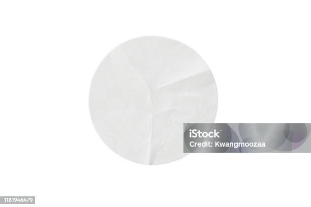 Blank White Round Paper Sticker Label Isolated On White Background With Clipping Path Stock Photo - Download Image Now