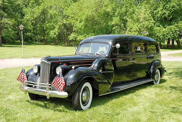Vintage hearse or "funeral coach". Antique collector's car - sedan limousine style of the 1930's - 1940's.
