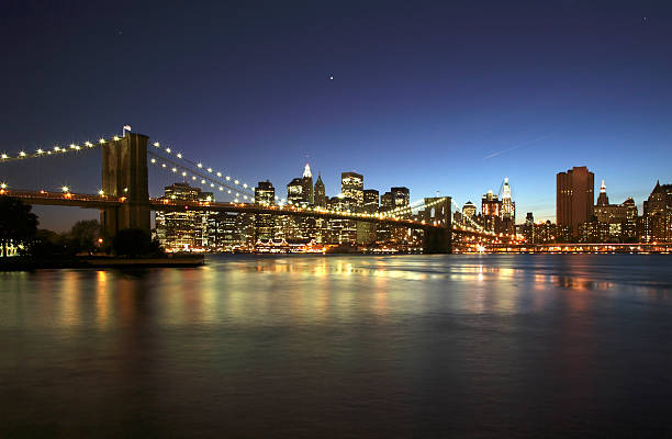 istock brooklyn bridge with downtown manhatten at dusk 118196412