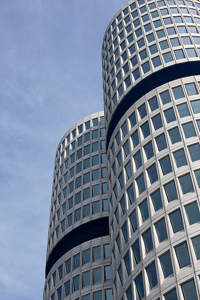 Modern German Skyscraper Office Building Exterior, Munich Germany stock photo