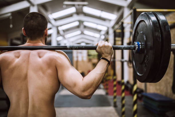 istock Deadlifts in modern gym 1181966940