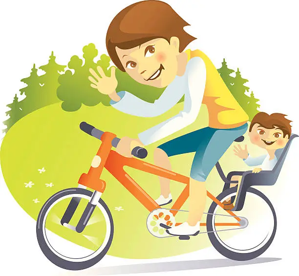 Vector illustration of Walk on the bicycle.