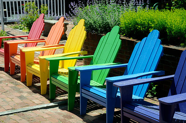 sedie adirondack - provincetown foto e immagini stock