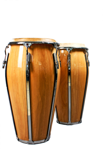 Traditional Brazilian tambourine, Pandeiro, isolated on black background
