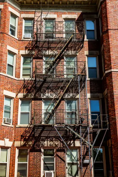 Red brick building with outside fire escape