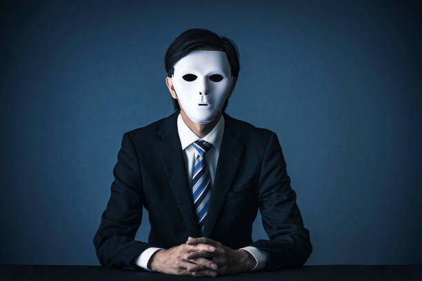 Businessman with a white mask
